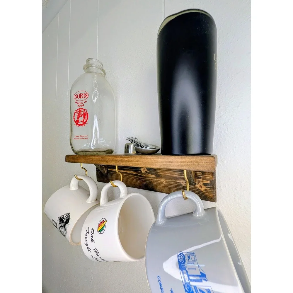 Coffee Shelf Coffee Cup Hooks Coffee Clutch Shelf and Cup Hanger